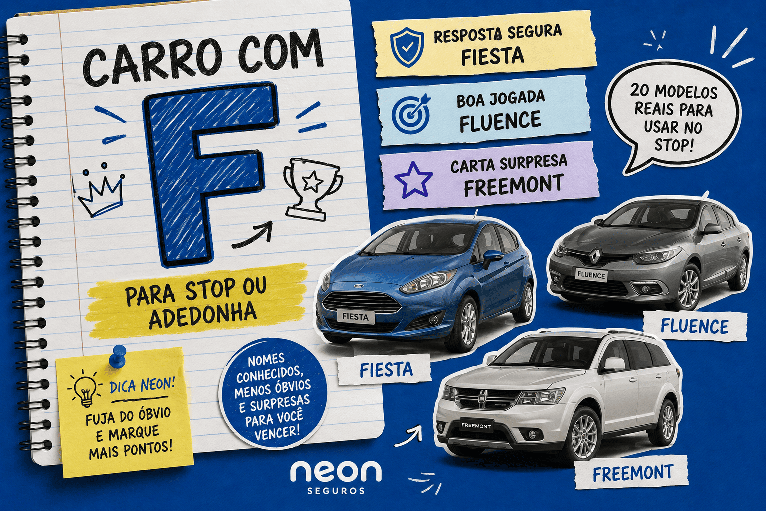 Carro com F nomes para usar no Stop e marcar mais pontos