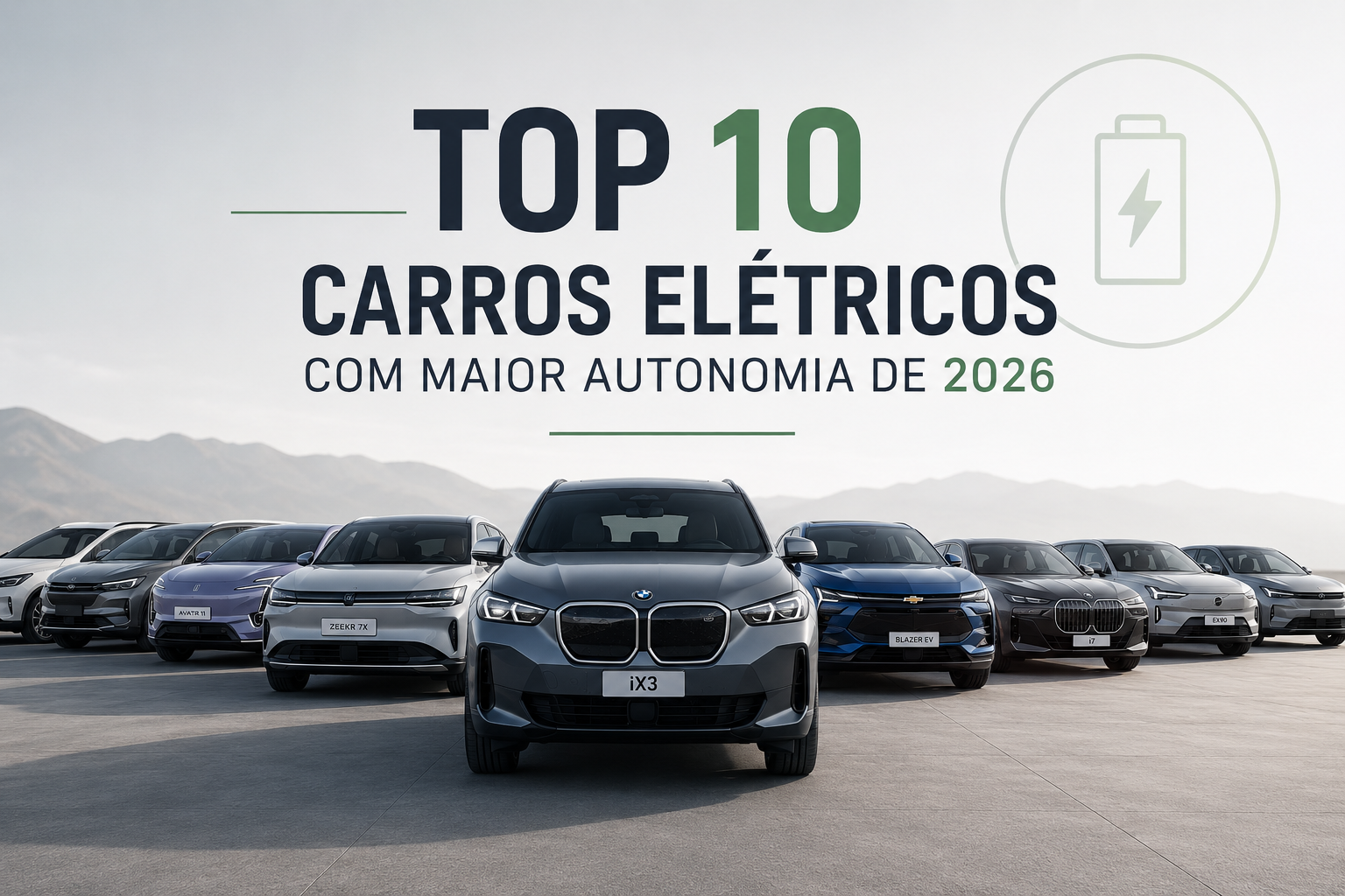 Top 10 carros elétricos com maior autonomia em 2026
